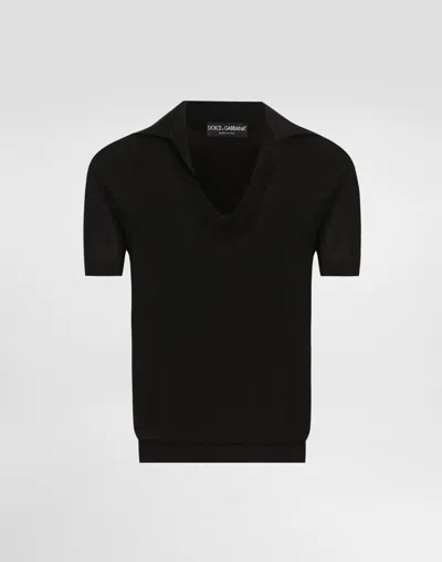 Dolce & Gabbana Cashmere Polo Pullover In Black