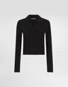 Dolce & Gabbana Collared Neck Long Sleeves Ribbed Hem In Black