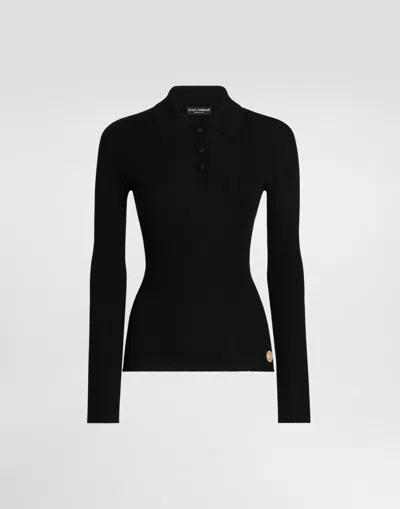 Dolce & Gabbana Cashmere Polo Sweater In Black