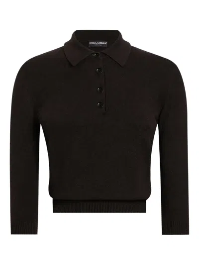 Dolce & Gabbana Cashmere Polo Top In Black