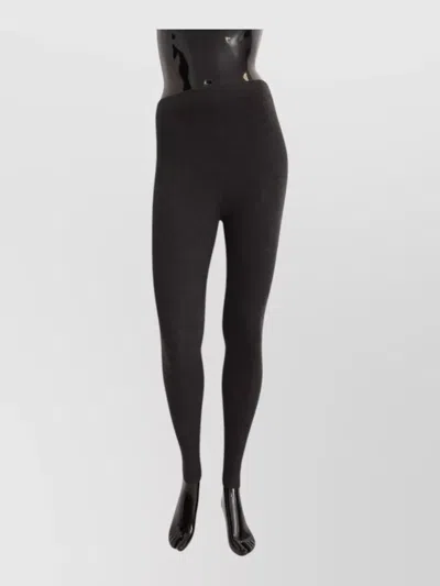 Dolce & Gabbana Cashmere Ribbed Knit Stretch Tights Leggings In Black