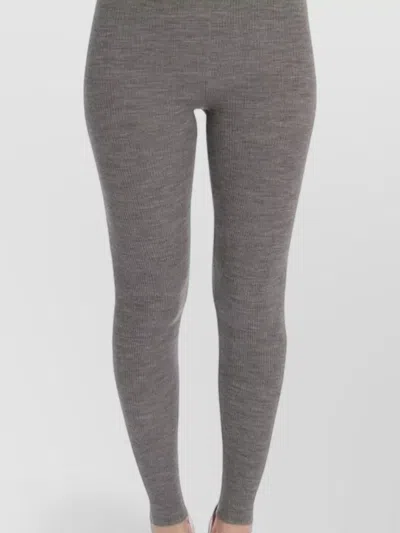 Dolce & Gabbana Cashmere Ribbed Leggings In Gray
