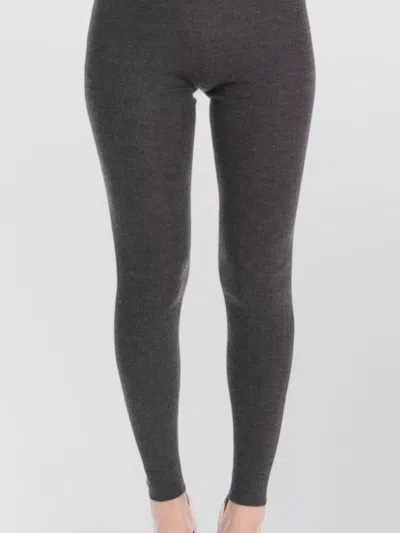 Dolce & Gabbana Cashmere Ribbed Slim-fit Leggings In Gray