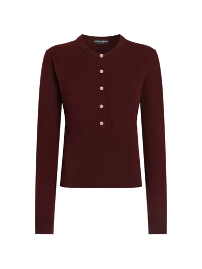 Dolce & Gabbana Cashmere Serafino Pullover In Burgundy