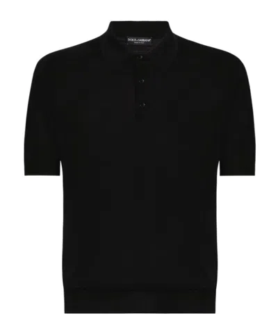 Dolce & Gabbana Silk Polo Shirt In Black