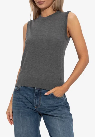 Dolce & Gabbana Cashmere Sleeveless Knit Top In Gray