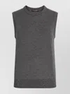Dolce & Gabbana Cashmere Sleeveless Top Ribbed Hem In Gray
