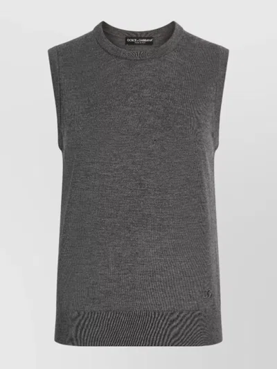 DOLCE & GABBANA CASHMERE SLEEVELESS TOP RIBBED HEM
