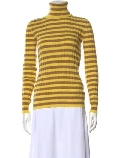 Pre-owned Dolce & Gabbana Cashmere Striped Sweater In Yellow