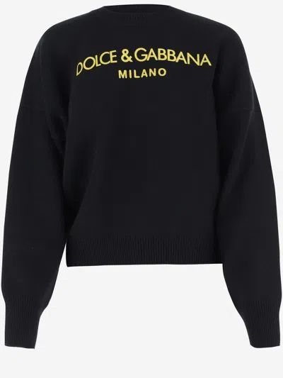 Dolce & Gabbana Cashmere Sweater With Logo In Black