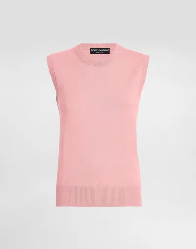 Dolce & Gabbana Cashmere Tank Top With Inside-out Seams In Pink