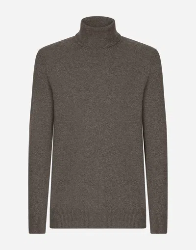 Dolce & Gabbana Cashmere Turtle-neck Sweater In Grey