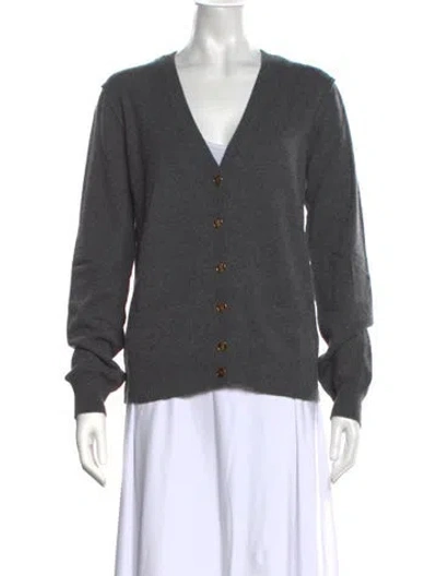 Pre-owned Dolce & Gabbana Cashmere V-neck Sweater In Gold/grey