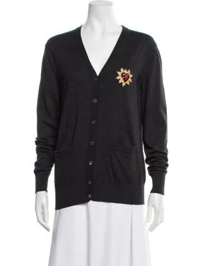 Pre-owned Dolce & Gabbana Cashmere V-neck Sweater In Gray