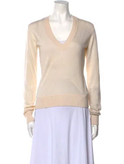 Pre-owned Dolce & Gabbana Cashmere V-neck Sweater In Neutral