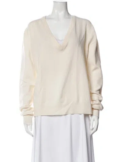 Pre-owned Dolce & Gabbana Cashmere V-neck Sweater In Neutral