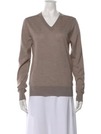 Pre-owned Dolce & Gabbana Cashmere V-neck Sweater In Neutral