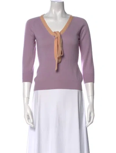Pre-owned Dolce & Gabbana Cashmere V-neck Sweater In Purple
