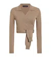 Dolce & Gabbana Cashmere Wrap Cardigan Tie Waist In Brown