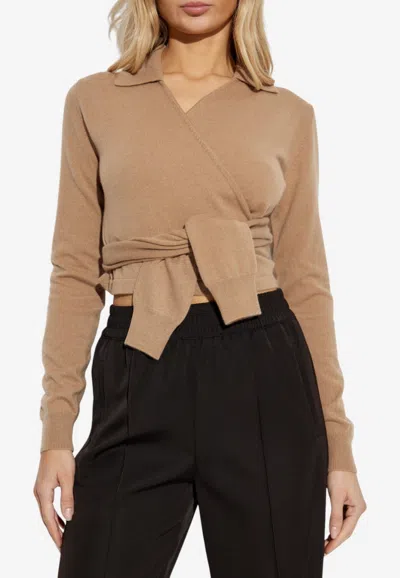 Dolce & Gabbana Cashmere Wrap Sweater In Beige