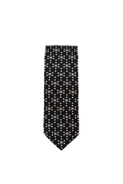 Dolce & Gabbana Logo Print Tie In Black