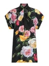 Dolce & Gabbana Peony And Rose Print Silk Shirt In Black
