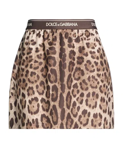 Dolce & Gabbana Casual Leopard Print Skirt In Brown