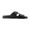 Dolce & Gabbana Logo-embellished Black Leather Sandals With Moulded Footbed In Black