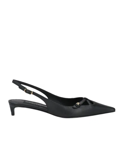 Dolce & Gabbana Cat And Pointed-toe Leather Shoes In Black