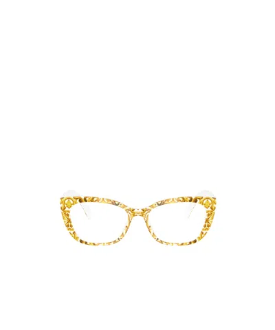 Dolce & Gabbana Cat's Eye Glasses In Yellow
