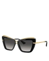 Dolce & Gabbana Cat Eye Sunglasses With Grey Gradient Lenses In Black/gray Gradient