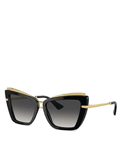 Dolce & Gabbana Dolce&gabbana 54mm Gradient Cat Eye Sunglasses In Black/gray Gradient