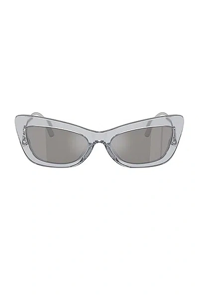 Dolce & Gabbana Cat Eye Sunglasses In Transparent Silver