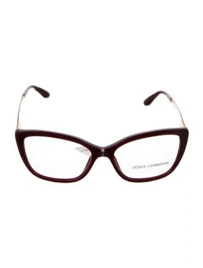 Pre-owned Dolce & Gabbana Cat-eye Eyeglasses In Burgundy