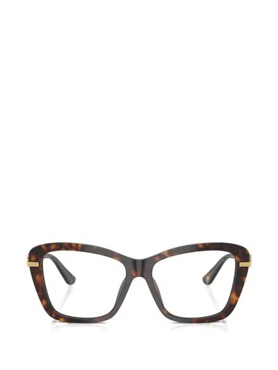Dolce & Gabbana Cat-eye Logo Glasses In Brown
