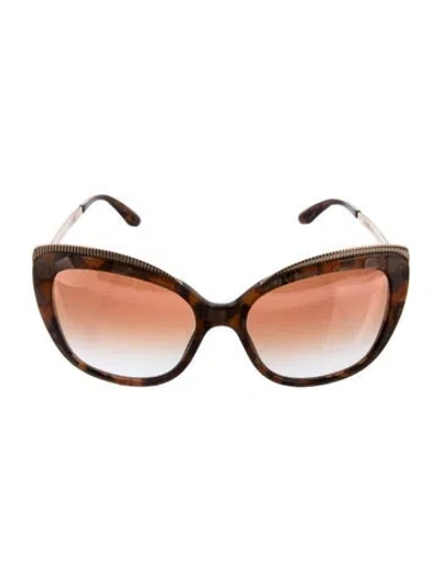 Pre-owned Dolce & Gabbana Cat-eye Mirrored Sunglasses In Brown