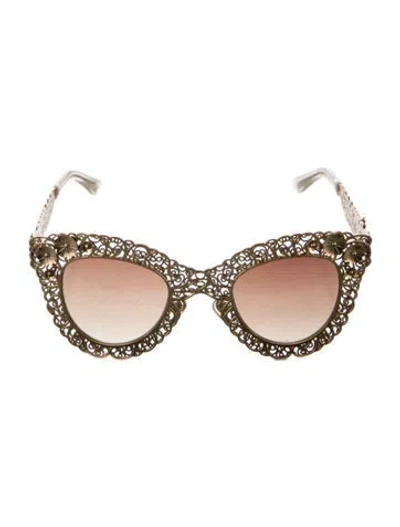 Pre-owned Dolce & Gabbana Cat-eye Tinted Sunglasses In Gold