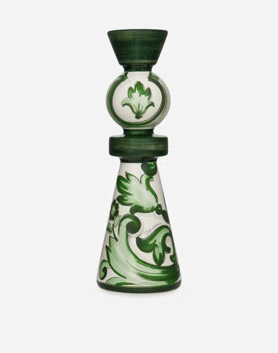Dolce & Gabbana Ceramic Candle Holder Large In Multi