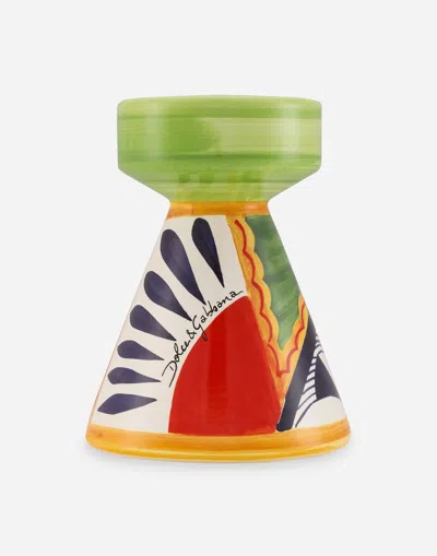 Dolce & Gabbana Ceramic Candle Holder Large In Multicolor