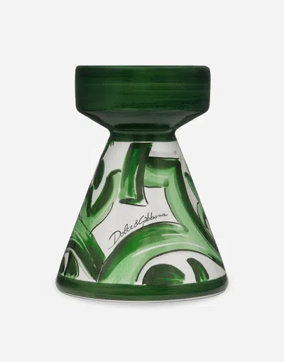 Dolce & Gabbana Ceramic Candle Holder Small In Multi