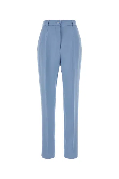 DOLCE & GABBANA CERULEAN BLUE CREPE PANT