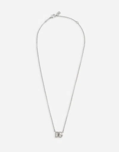 Dolce & Gabbana Chain Necklace With Dg Logo In Silver