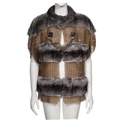 Pre-owned Dolce & Gabbana Chainmail And Chinchilla Fur Jacket, Ss 2003 In Black