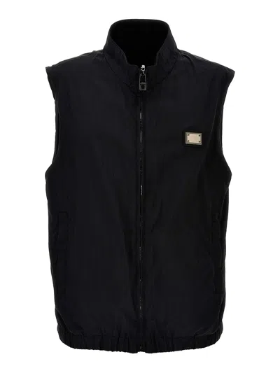 Dolce & Gabbana Logo Reversible Vest In Black