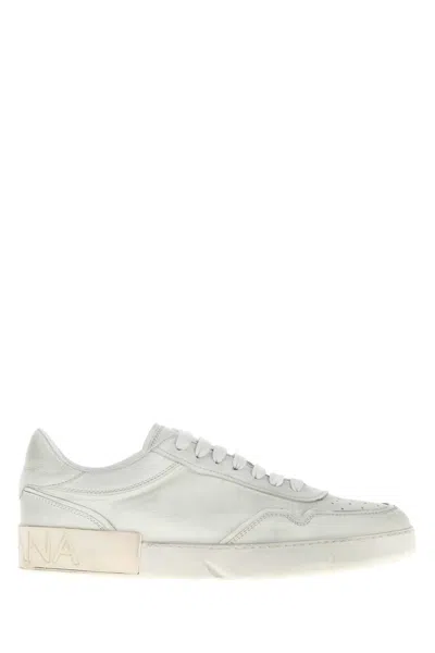 Dolce & Gabbana Chalk Leather Sneaker For Men In White