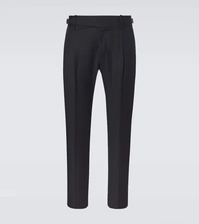 Dolce & Gabbana Chalk Stripe Virgin Wool Slim Pants In Blue
