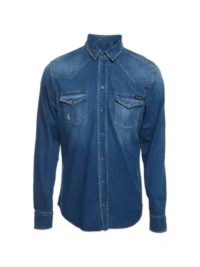 Pre-owned Dolce & Gabbana Chambray Button-down Shirt In Blue