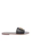 Dolce & Gabbana Black Calf Leather Bianca Slides