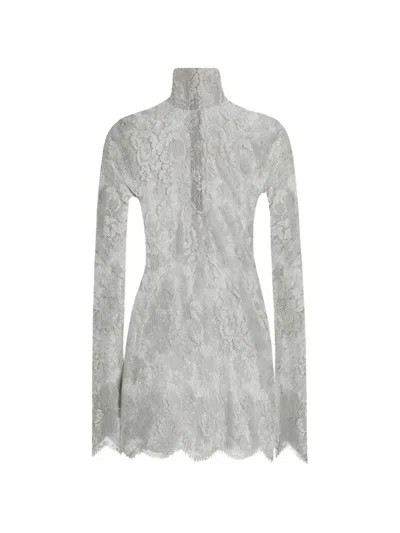 Dolce & Gabbana Chantilly Lace Blouse In Gray