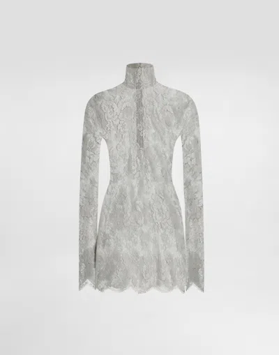 Dolce & Gabbana Chantilly Lace Blouse In Green